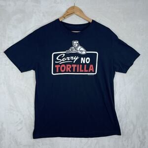 Cristocat Big Al's Sorry No Tortilla Men's Black T Shirt Tee Large Chicano